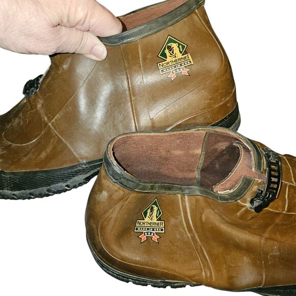 Northerner Vtg Rubber Buckle Boots Shoe Covers Made in USA Union Made Size 15 - Picture 4 of 11